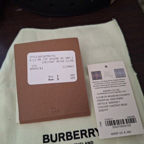 Burberry Zip Around Check Chestnut/Beige Wallet 80845281 NWT $480 - Picture 6 of 7